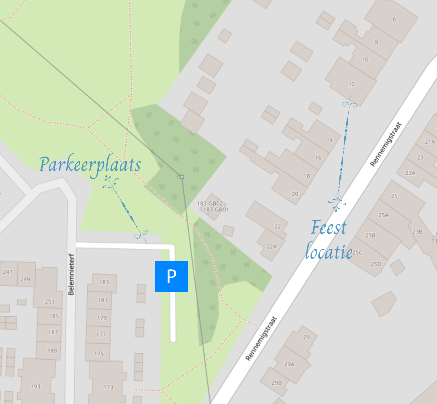 Plattegrond van de parkeerplaats